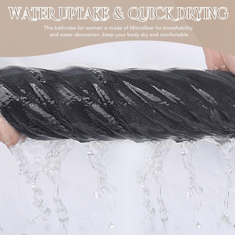 Sinland غطاء سبا نسائي من سينلاند من الألياف الدقيقة خفيف الوزن بطول الركبة مع مناشف استحمام برباط قابل للتعديل 32 بوصة × 60 بوصة رمادي - Image 5